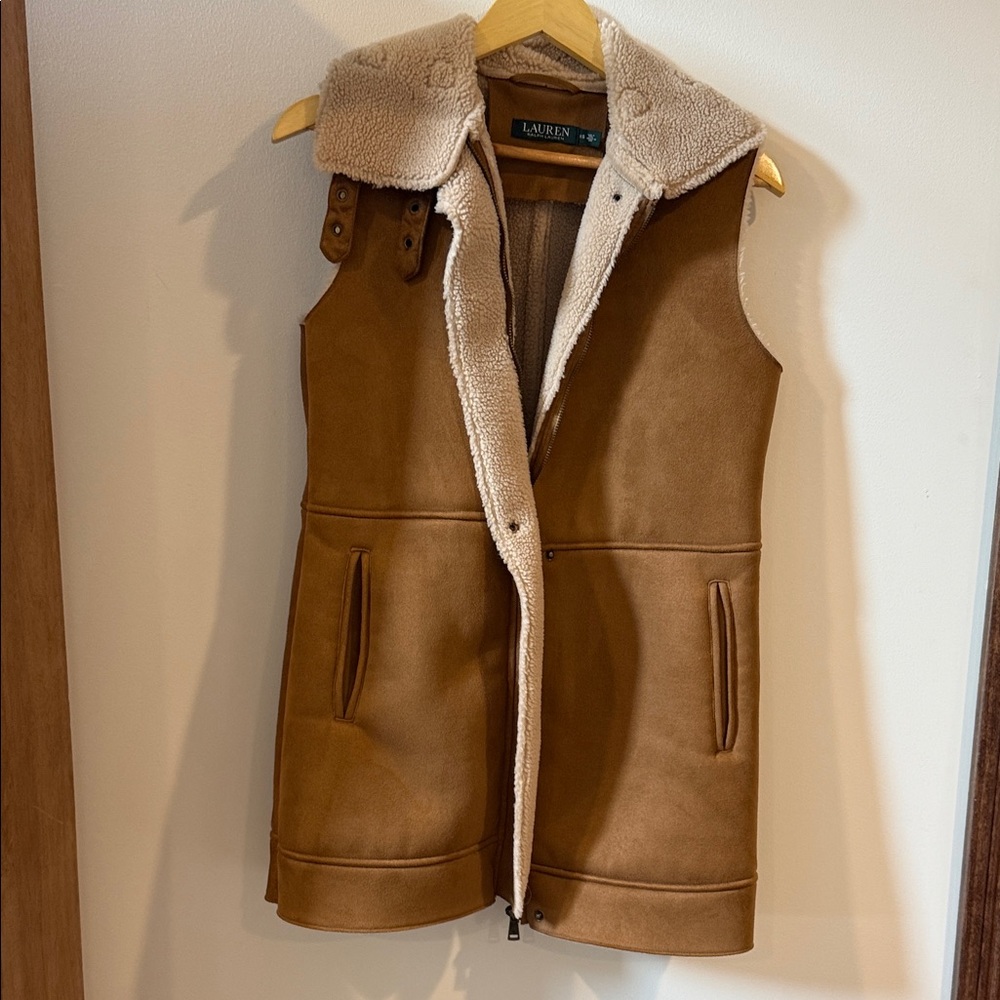 Lauren Ralph Lauren Brown Shearling Vest